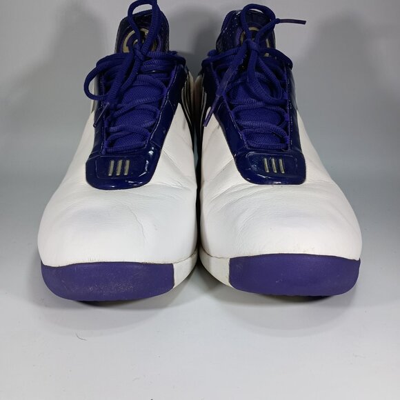 Adidas Men Adiprene A3 Electrify Basketball White Leather Rare Purple Sze 12 1/2 - Picture 2 of 8
